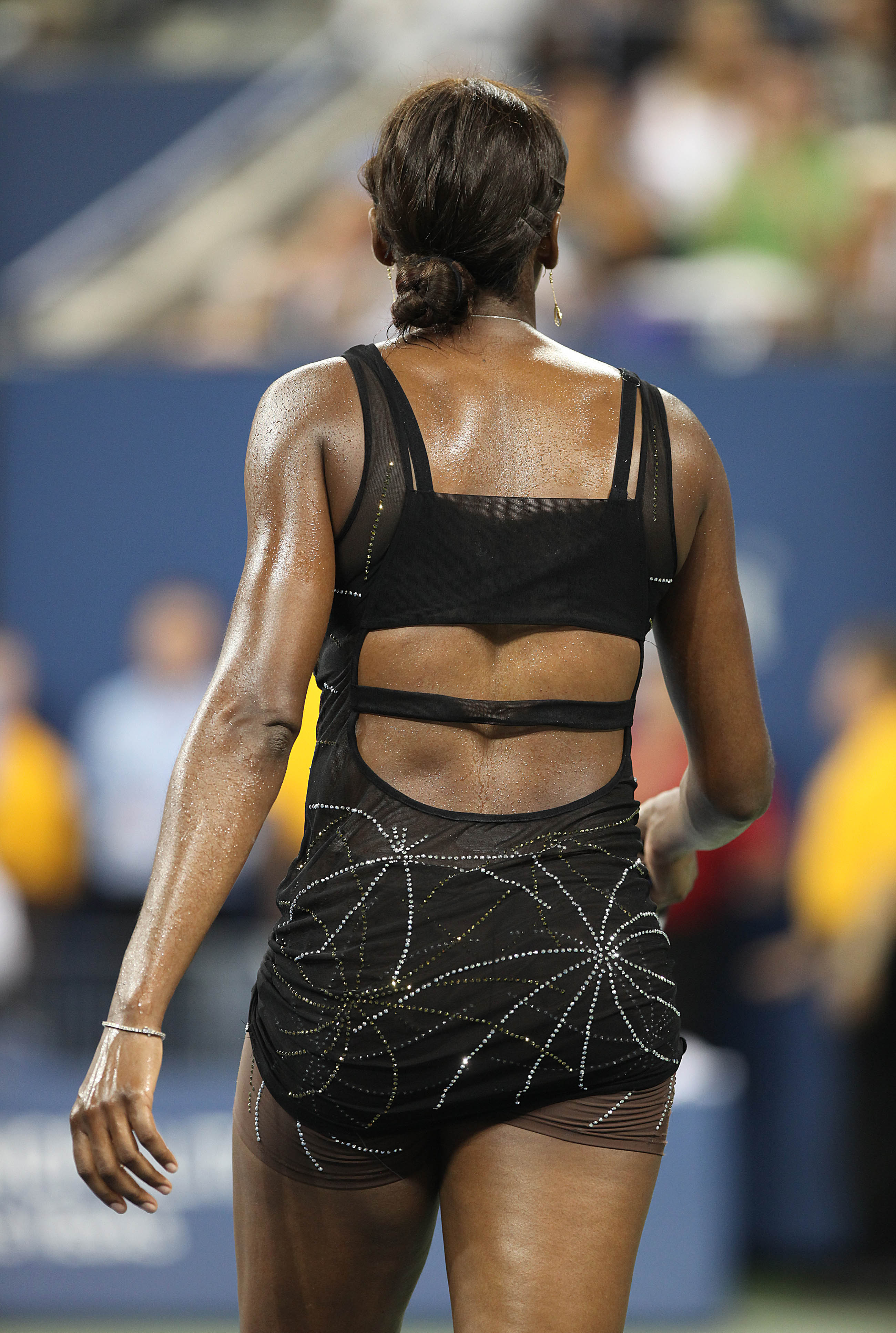 Venus Williams in action against Mandy Minella at the US Open
