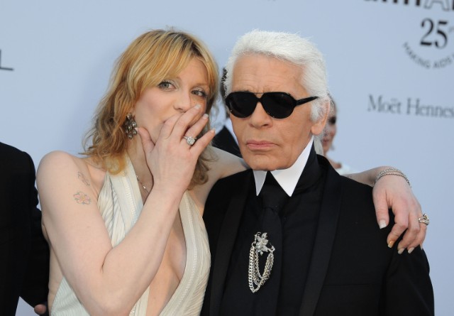 Courtney Love and Karl Lagerfeld