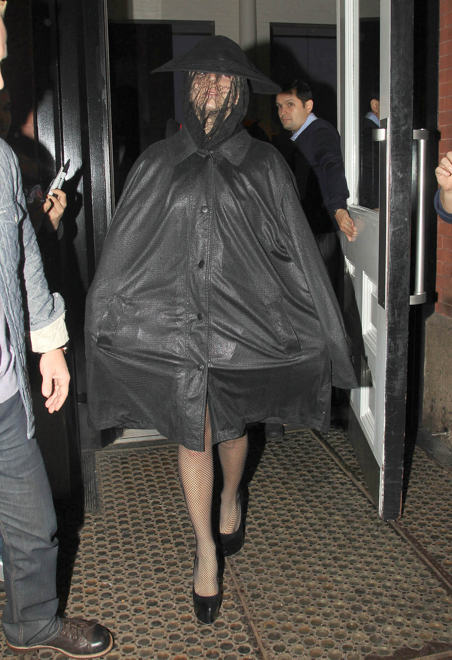 Lady Gaga leaving her downtown hotel to head up to Harlem to continue filming her music video in New York City