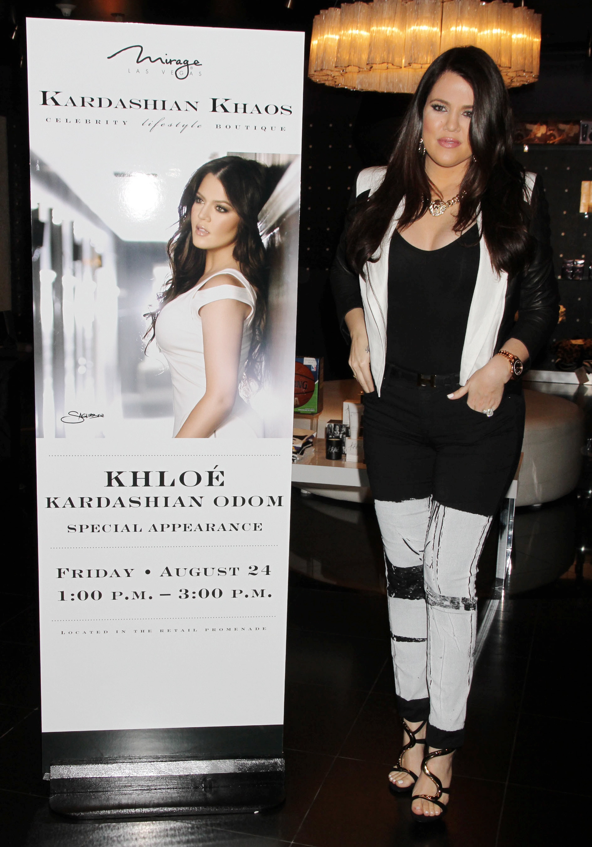 Khloe Kardashian-Odom makes her first solo apperance at Kardashian Khaos inside the Mirage Hotel and Casino, to support her and husband Lamar Odom's perfume 