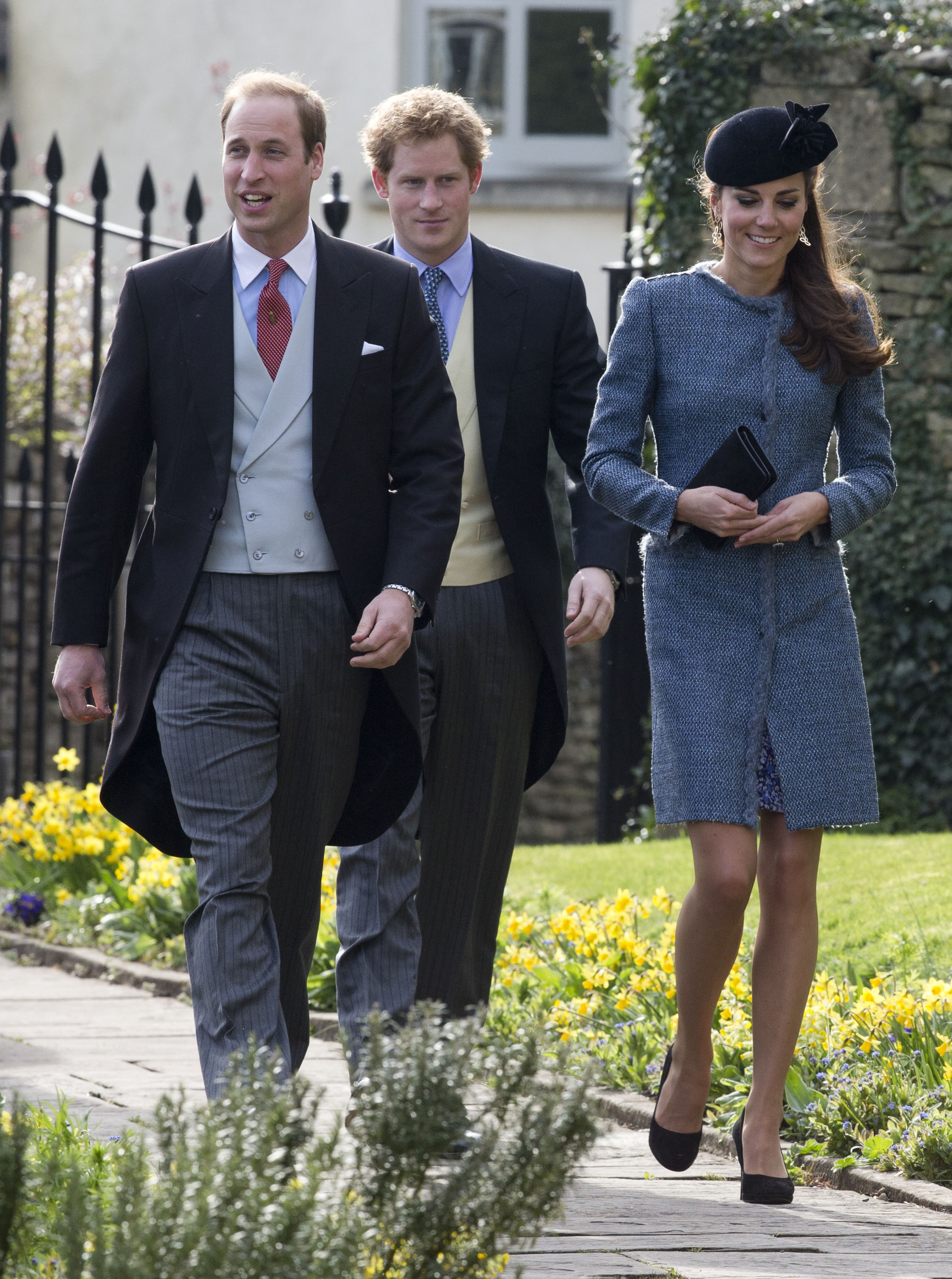 The Duke and Duchess of Cambridge and Prince Harry attend the wedding of close friends, Lucy Meade and Charlie Budgett at St Mary's Church, Marshfield, Gloucestershire.