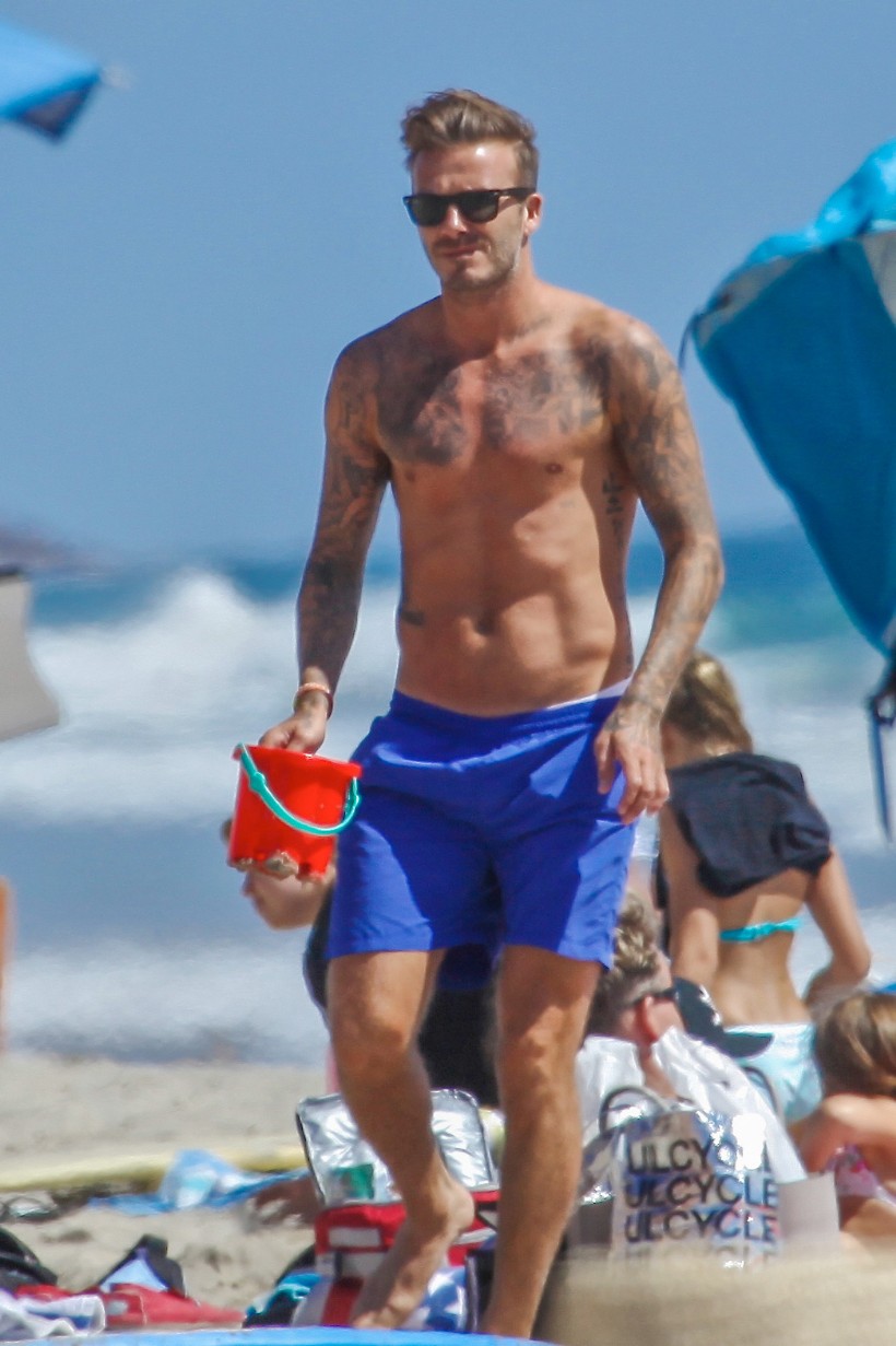 David Beckham at the beach in malibu