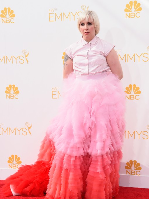 Emmy Awards Fug Carpet: Lena Dunham in Giambattista Valli