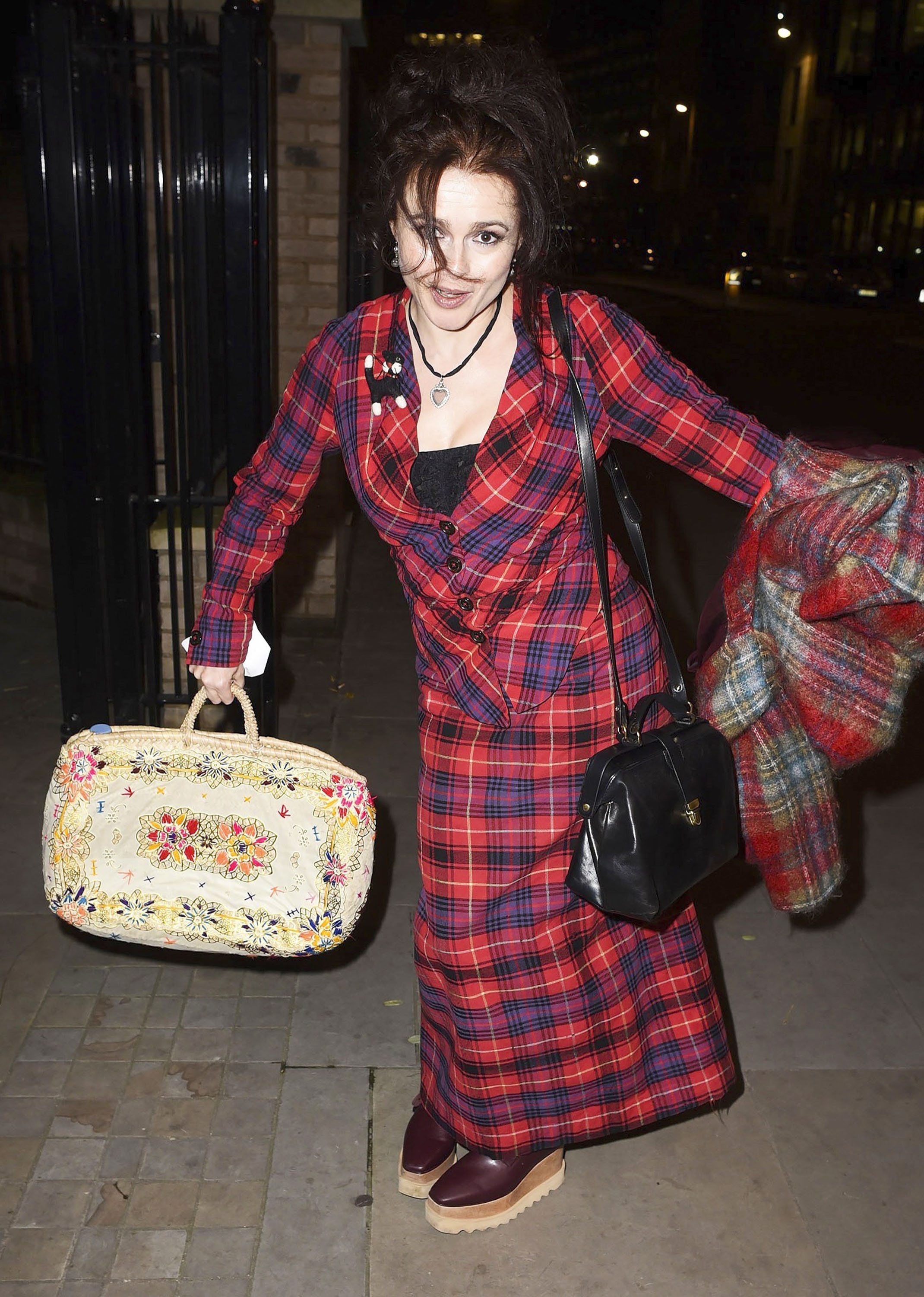 Exclusive... Helena Bonham Carter Enjoys A Night Out In London