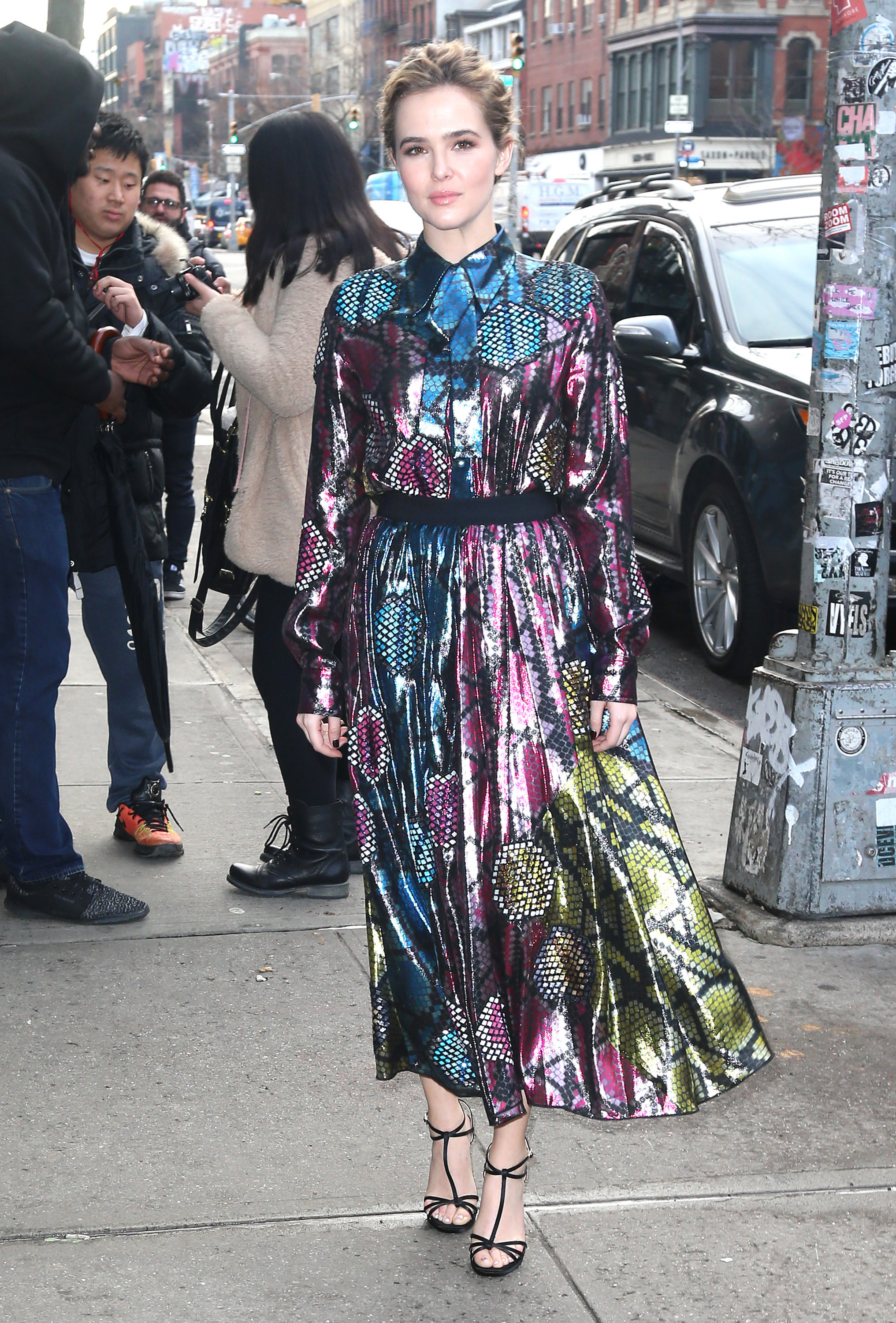 Zoey Deutch’s Marc Jacobs Dress is VERY Colorful
