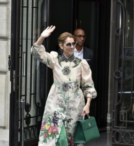 Celine Dion sports a regal look outside her hotel