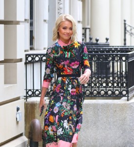 Kelly Ripa lights up the day in floral Gucci dress as she heads out to the Seth Meyers Show
