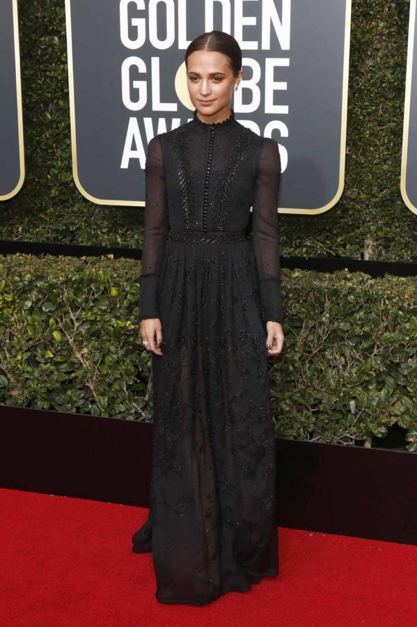 Alicia Vikander in Louis Vuitton at the Golden Globes