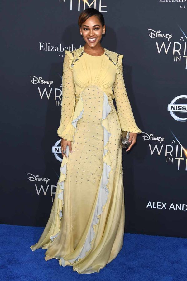meagan good gold dress Meagan Good at the Daytime Beauty Awards today #meagangood