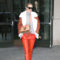 Rosie Huntington-Whiteley Sports Red Leather Pants