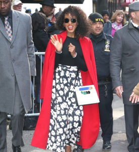 Kerry Washington at Good Morning America in a Pair of Floral Trousers