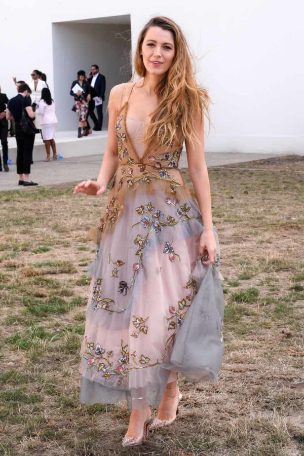 white christmas dresses Blue Blake Lively Chiffon Prom Red Carpet Dress Hollywood Walk of Fame –  Hoprom main image 0