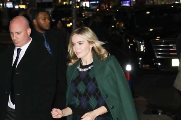 Emily Blunt Seen Arriving at the Colbert Show