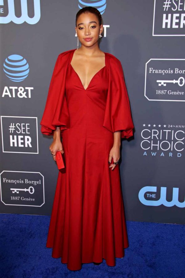 amandla stenberg red dress Amandla Stenberg in Khaite - 24th Annual Critics