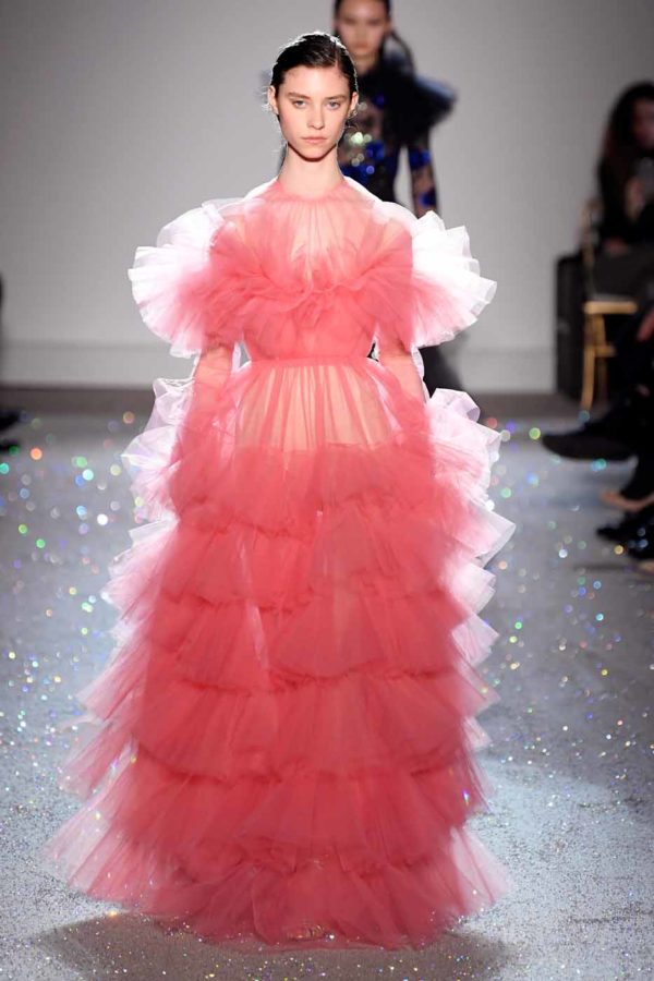 open lace back dress GIAMBATTISTA VALLI Tulle Strapless Mini Dress