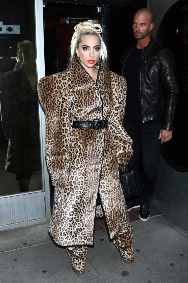 Lady Gaga In Leopard Print Outfit Greets Fans