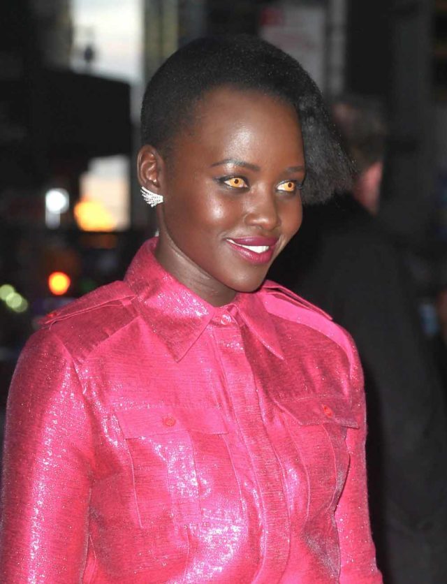 Lupita Nyong'o Wears Pink Jumpsuit After Colbert Appearance