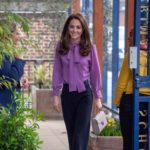 Kate Kicks Off a Two-Event Day in Trousers