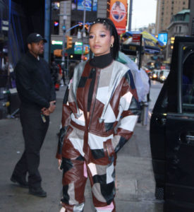 Keke Palmer Exits Strahan And Sarah in Leather Jumpsuit
