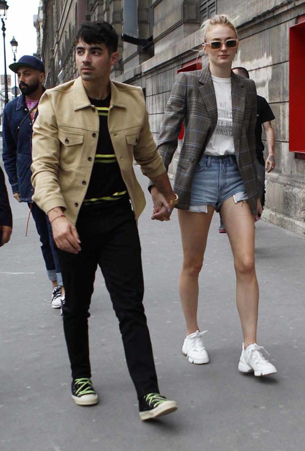 Joe Jonas and Sophie Turner Street Style Outfits - Joe Jonas Heron Preston  Denim Jacket