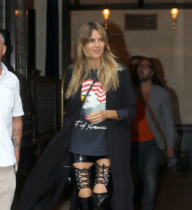 Heidi Klum Wears Bondage Trousers as she Goes out for Dinner