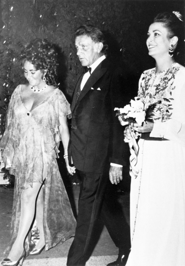 Princess Grace, Elizabeth Taylor, and Richard Burton Strolling