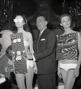 Salvador Dali with Models Wearing His Bathing Suit Designs