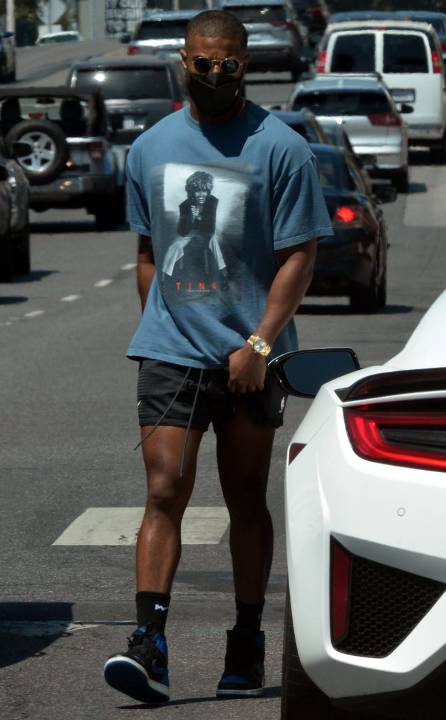 Exclusive - Michael B Jordan wears Tina Turner shirt, West Hollywood, California, USA - 07 Aug 2021