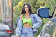 Megan Fox Is Wearing a Tanning Only Swimsuit Under Her Double Denim