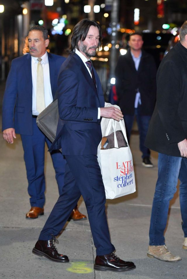 Keanu Reeves arrives for 'The Late Show with Stephen Colbert', New York, USA - 13 Dec 2021