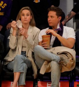 Brie Larson watches the Portland Trail Blazers v Los Angeles Lakers, Los Angeles, USA - 31 Dec 2021