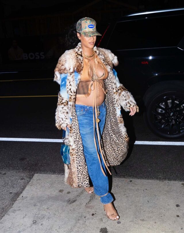 Rihanna unleashes her wild side as she drapes her growing baby bump in fur coat for dinner at Giorgio Baldi, Los Angeles, California, USA - 09 Feb 2022