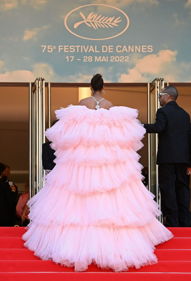 cindy bruna pink dress Cindy Bruna (dress by Giambattista Valli) 'Armageddon Time' Cannes Film Festival Screening 75th Cannes Film Festival May 19, 2022 Stock Photo