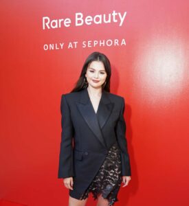 Selena Gomez Celebrates The Launch Of Rare Beauty's Kind Words Matte Lipstick And Liner Collection