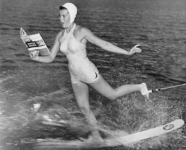 Waterskiing And Reading. 1960