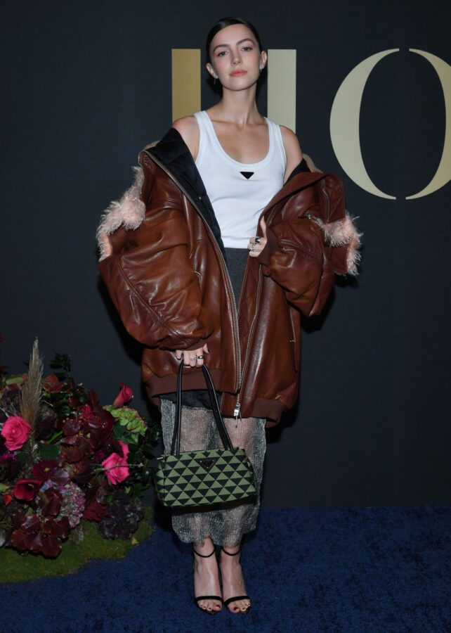 Splurge: Gigi Hadid's New York V Files Orange Cropped Bomber, Versace  Palazzo Empire black bag and Vans Love Me Daisy Sneaker – Fashion Bomb Daily