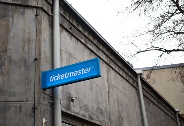 Sign for Ticketmaster, Linköping, Sweden - 10 May 2022