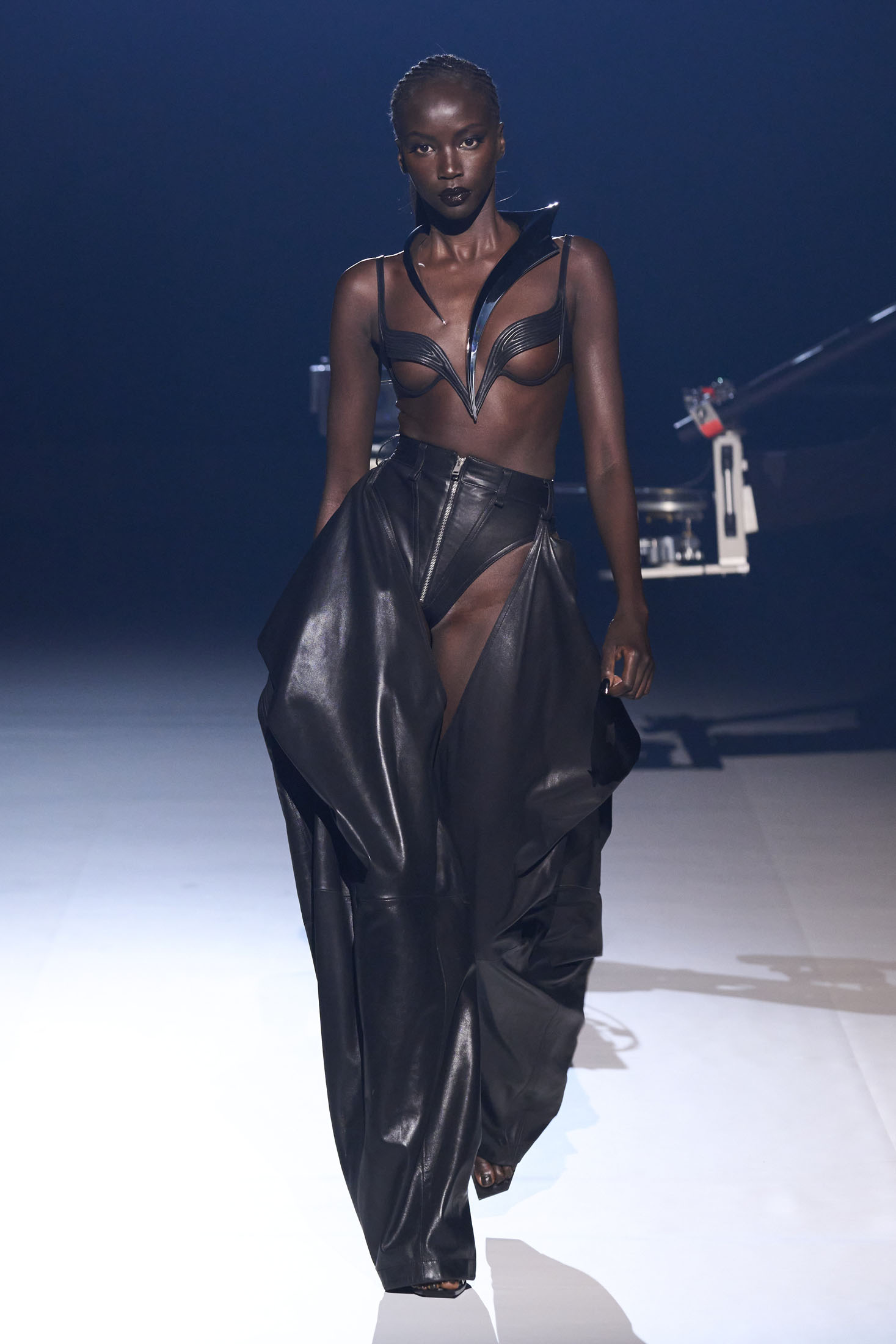 chinese dress ladies Thierry Mugler Runway Leather Dress Zip Closure – Runway Catalog