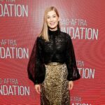 Rosamund Pike Has Been Leaning into Animal Print for Saltburn