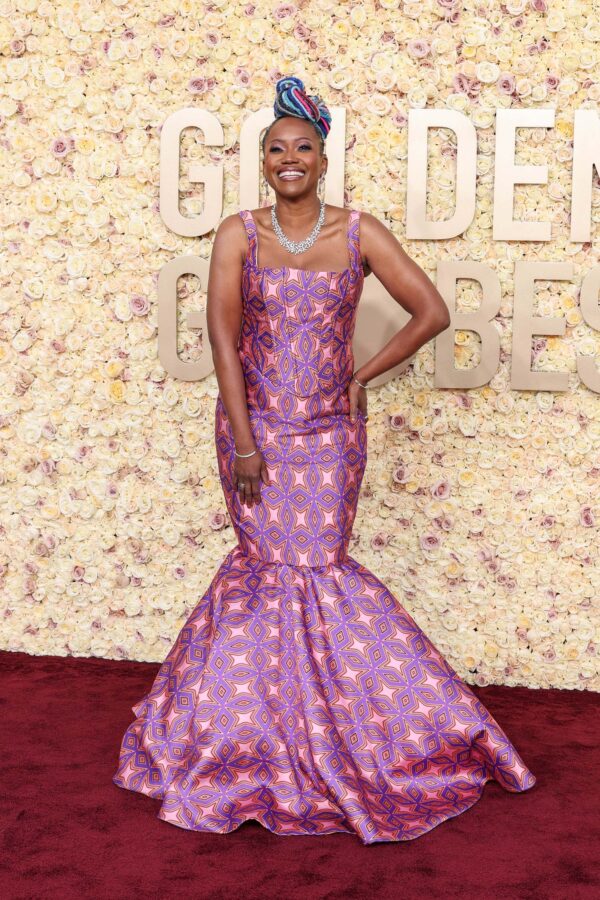 claude kameni pink dress Erika Alexander in Claude Kameni - 81st Golden Globe