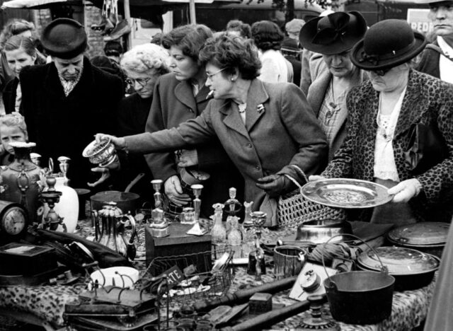 Bric-a-brac stall, Sneinton Market, Nottingham, Nottinghamshire, c1950. Artist: Edgar Lloyd
