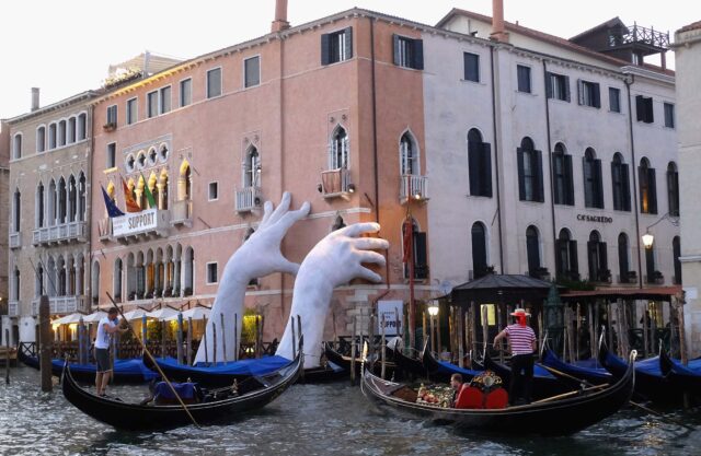 Climage Change Sculpture 'Support' in Venice
