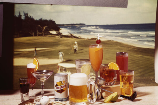 Varieties of drinks in assorted glasses on table