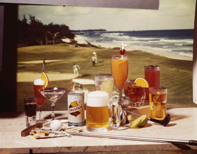 Varieties of drinks in assorted glasses on table