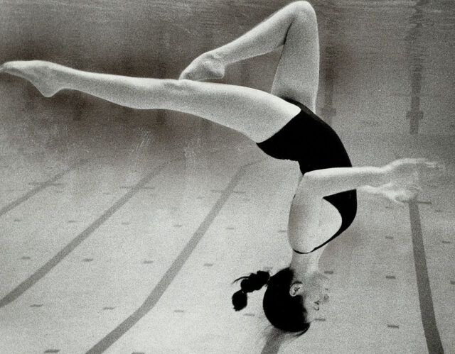 Underwater form: Claire Apsimon of Ottawa Neptunettes concentrates on her routine while under the wa