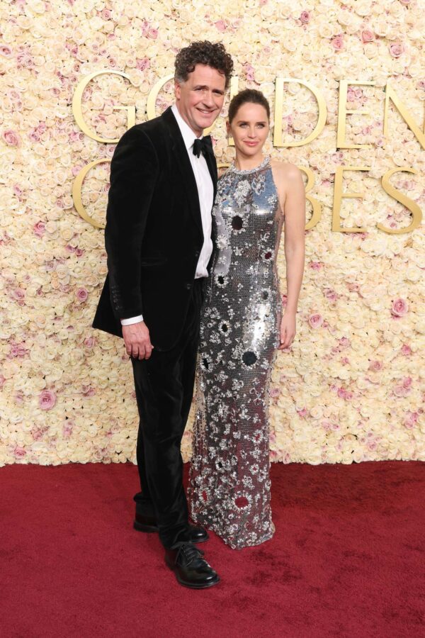 Charles Guard and Felicity Jones (in Prada) - 82nd Annual Golden - 15