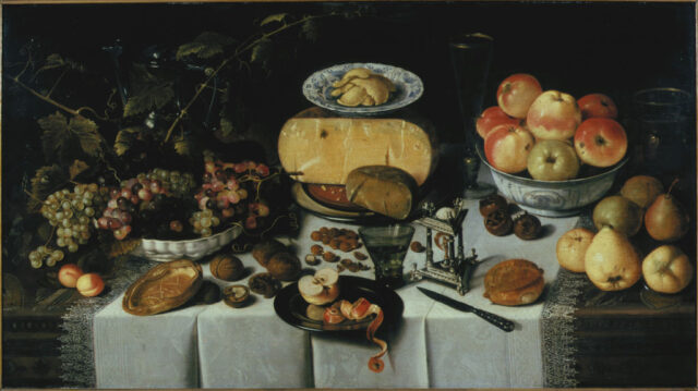 Still Life With Cheese And Fruits