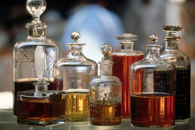 Display Of Perfume Bottles In Market