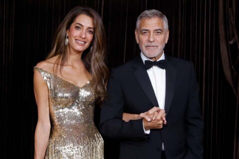 Amal Glittered in Gold at the Albies